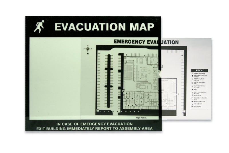 AccuformNMC Glow in The Dark Wall Mounted Emergency Evacuation Map Holder, Holds 8.5" x 11" Insert, Emergency Map Holders for Office or Workplace, Made in The USA, DTA202